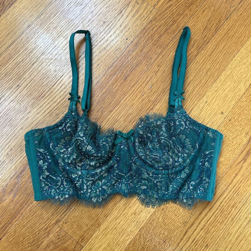 Victorias secret gold emerald bralette